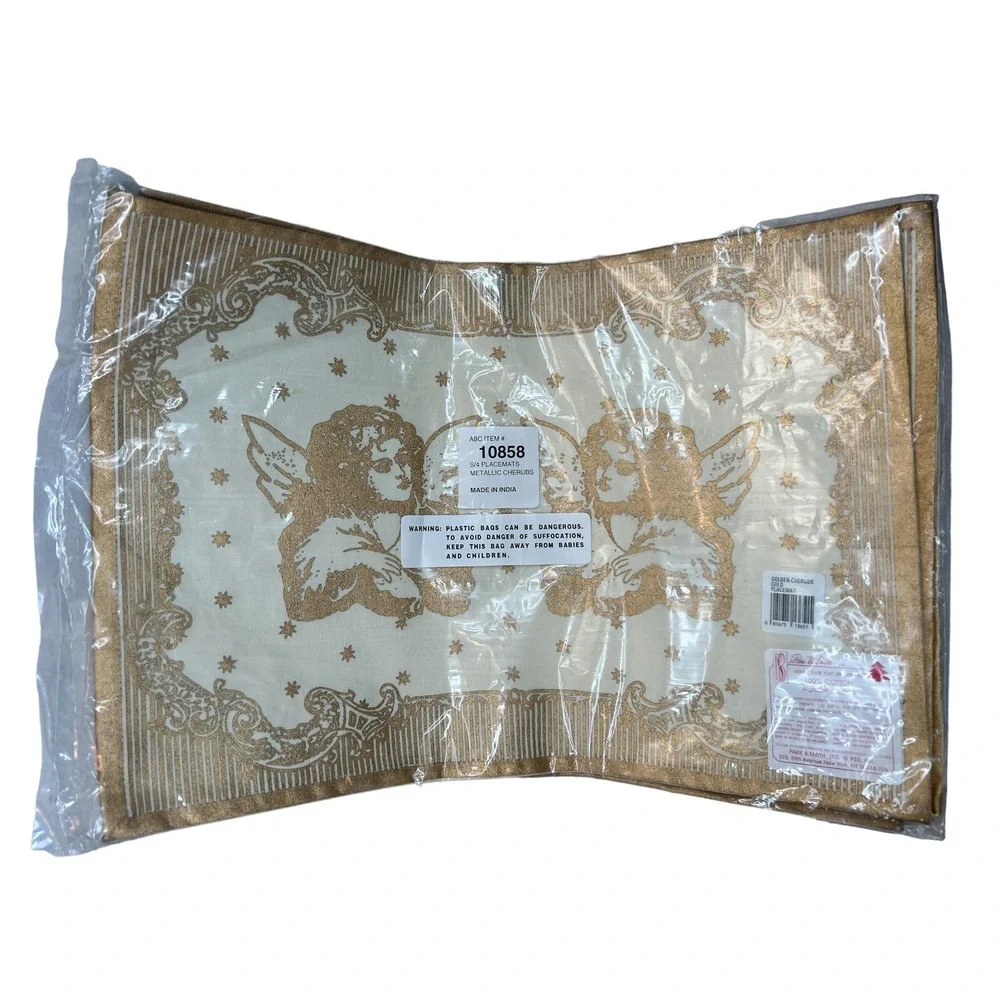 Golden Cherubs Gold Placemat Set of 4 Angel‎ Placemats Holidays Park B. Smith